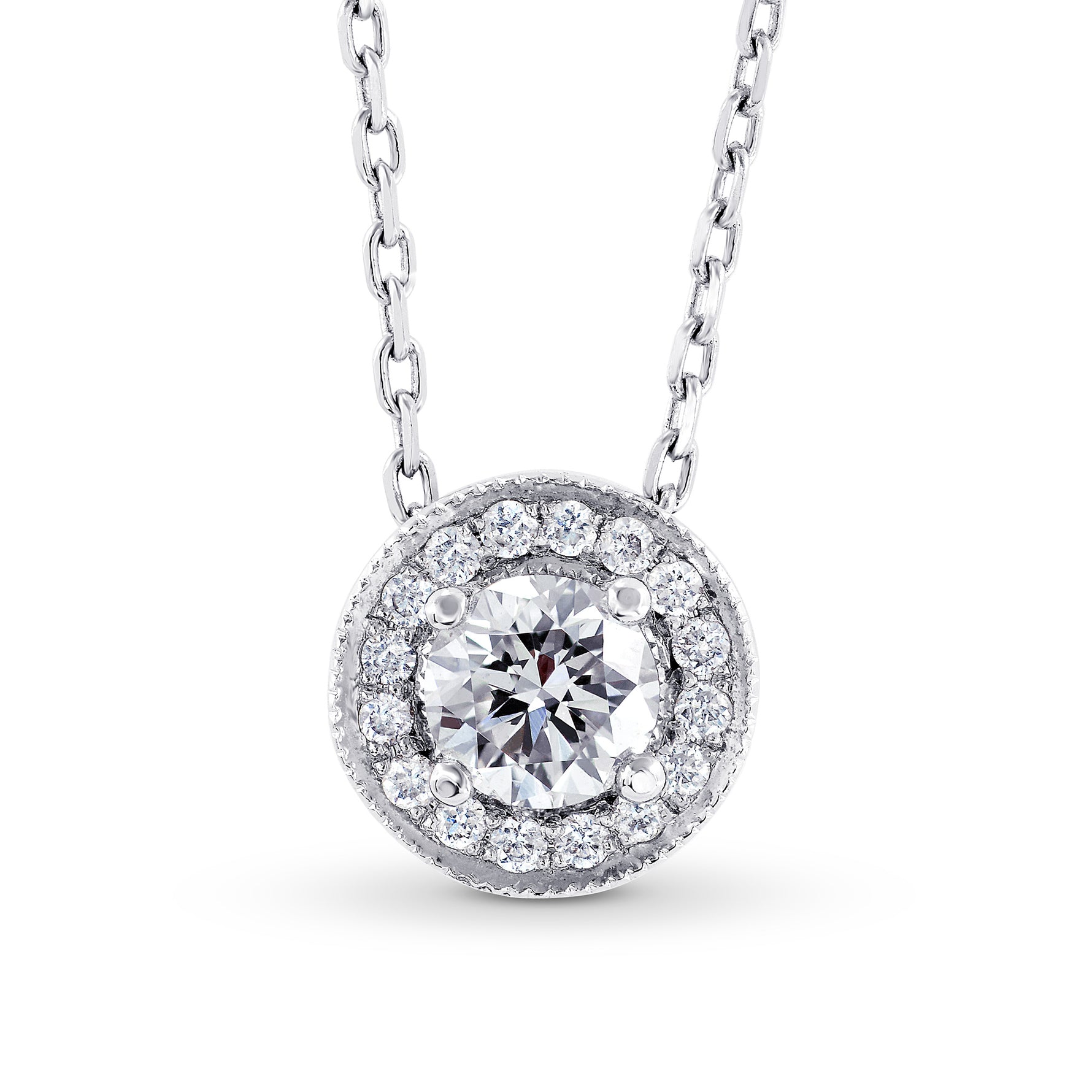 Collection White Round Brilliant Diamond Halo Pendant