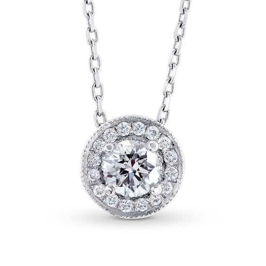 Collection White Round Brilliant Diamond Halo Pendant