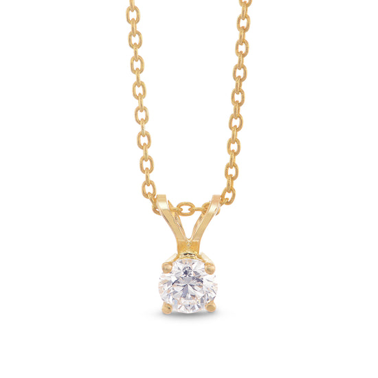 White Round Diamond Solitaire Pendant 
