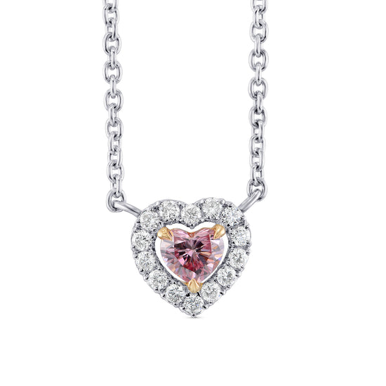 Fancy Intense Purplish Pink Heart Diamond Halo Pendant