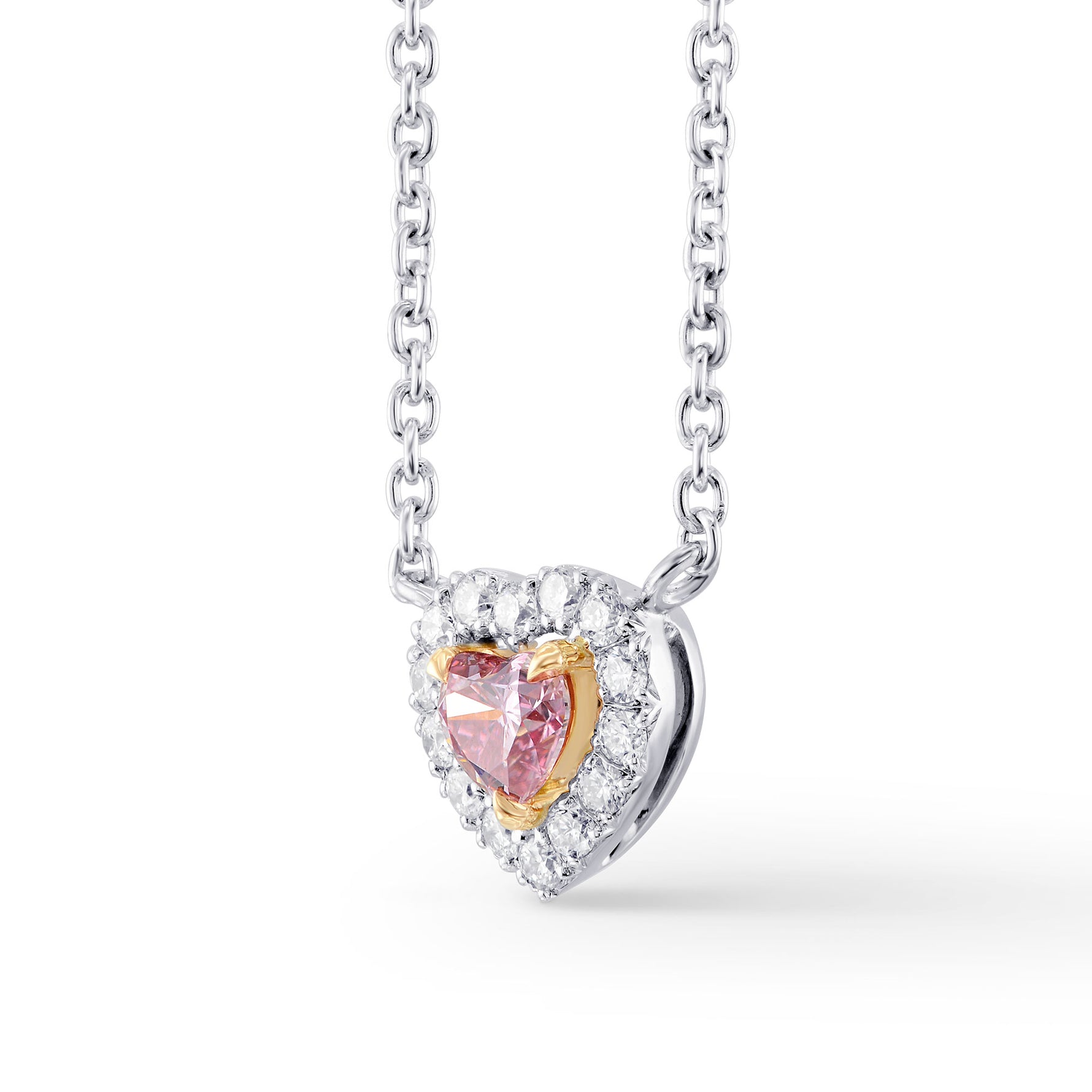 Fancy Intense Purplish Pink Heart Diamond Halo Pendant
