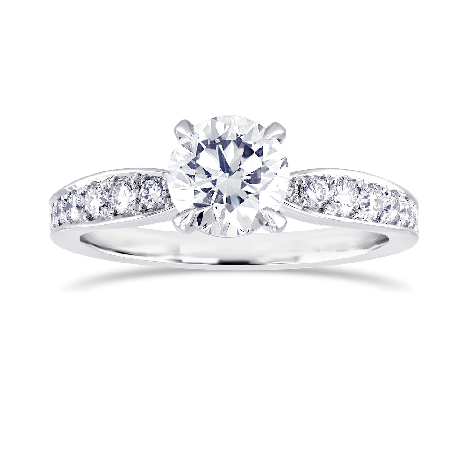 Fancy Light Gray Round Diamond Side-stone Ring