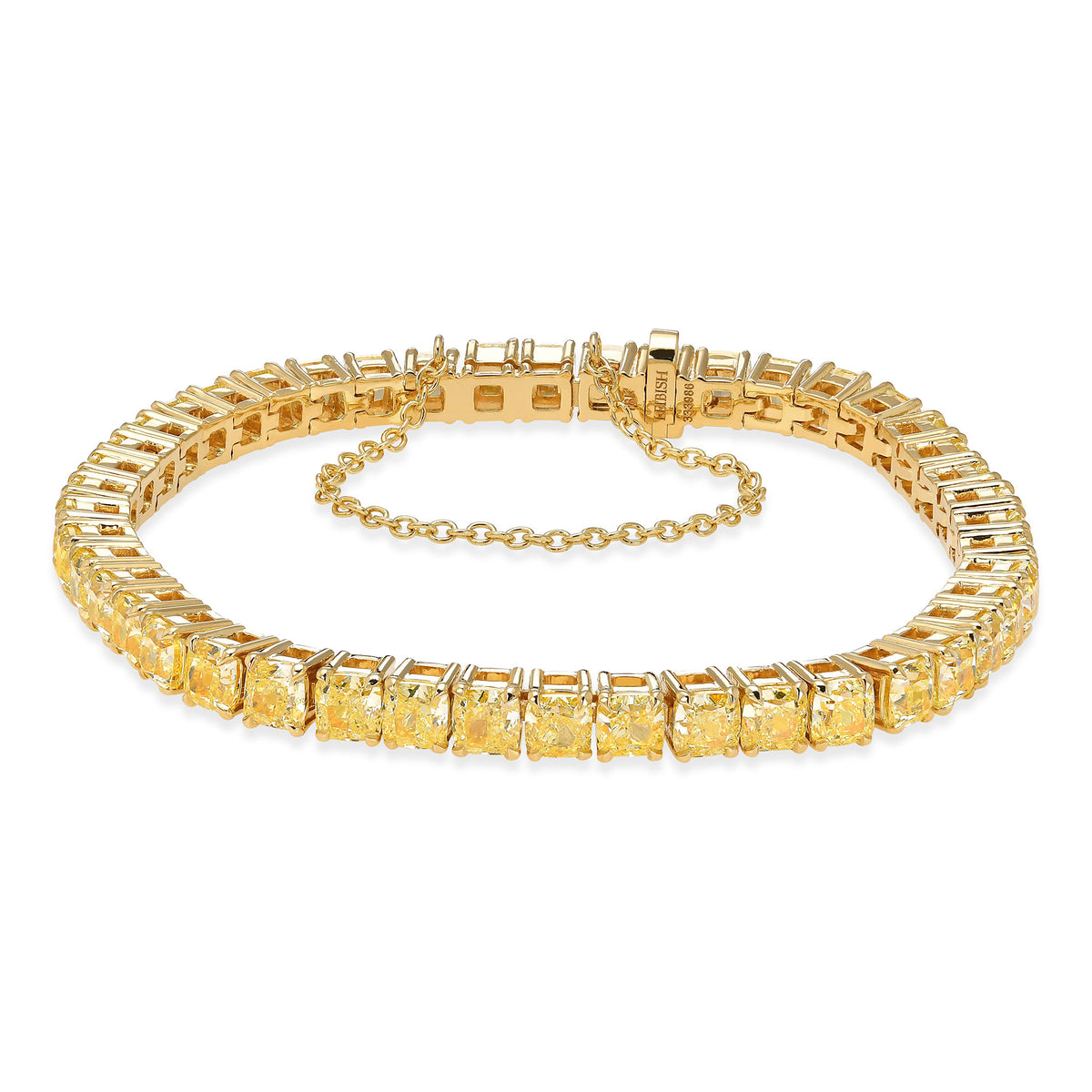 Fancy Light Yellow Cushion Diamond Tennis Bracelet