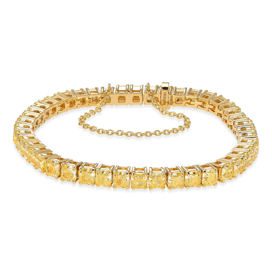 Fancy Light Yellow Cushion Diamond Tennis Bracelet