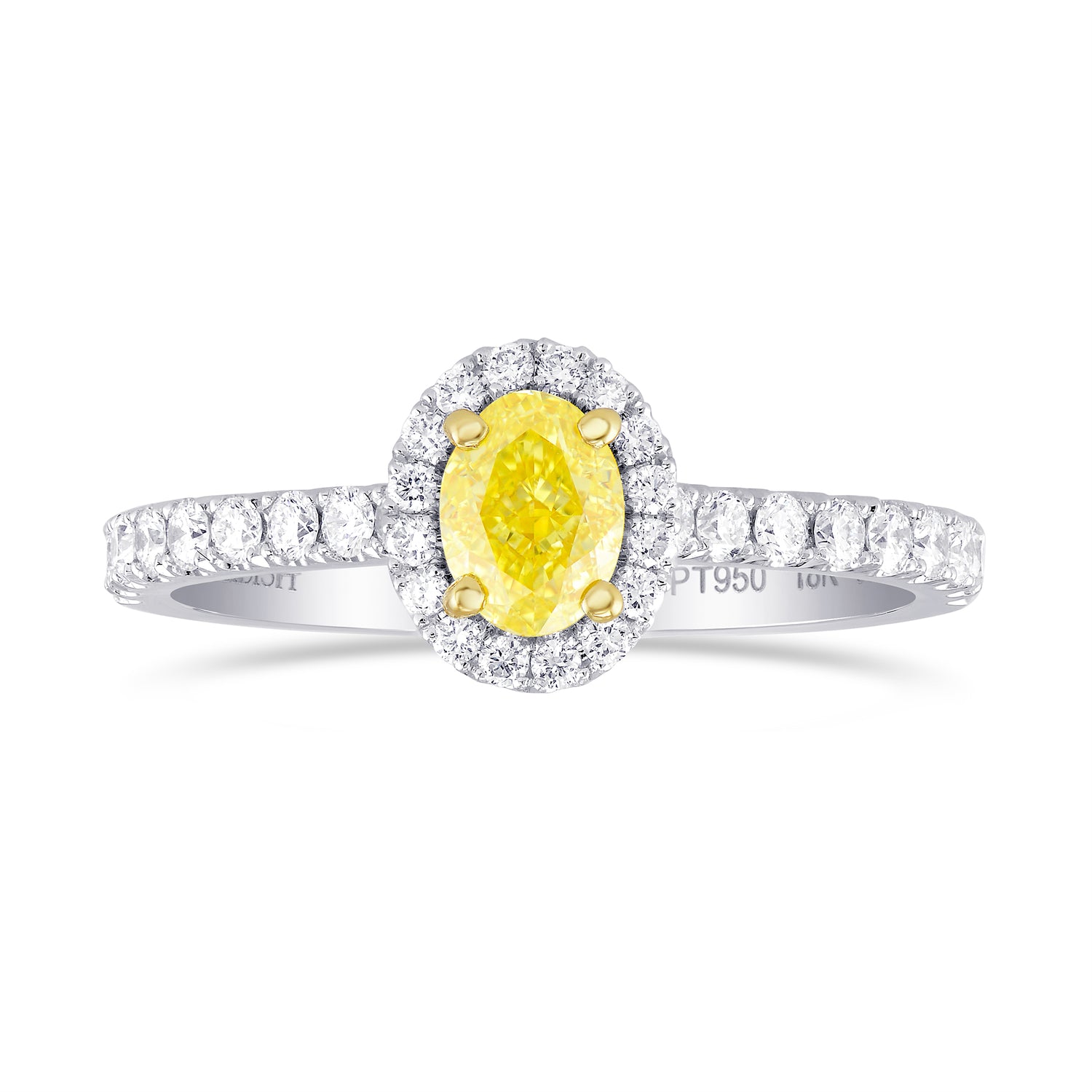 Fancy Intense Yellow Oval Diamond Halo Ring