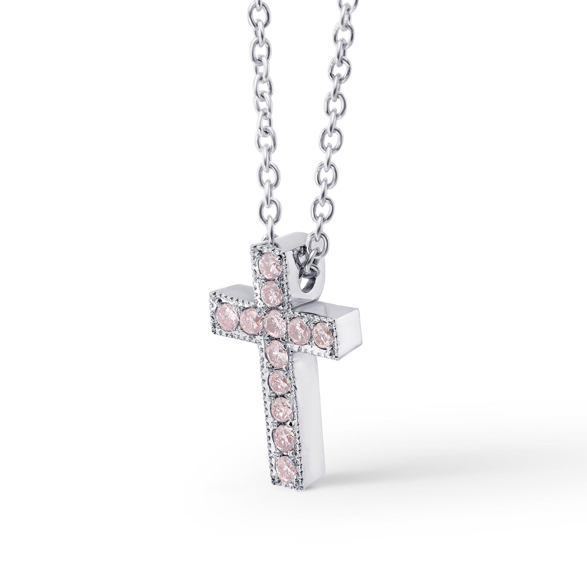 Fancy Pink Diamond Cross Pendant