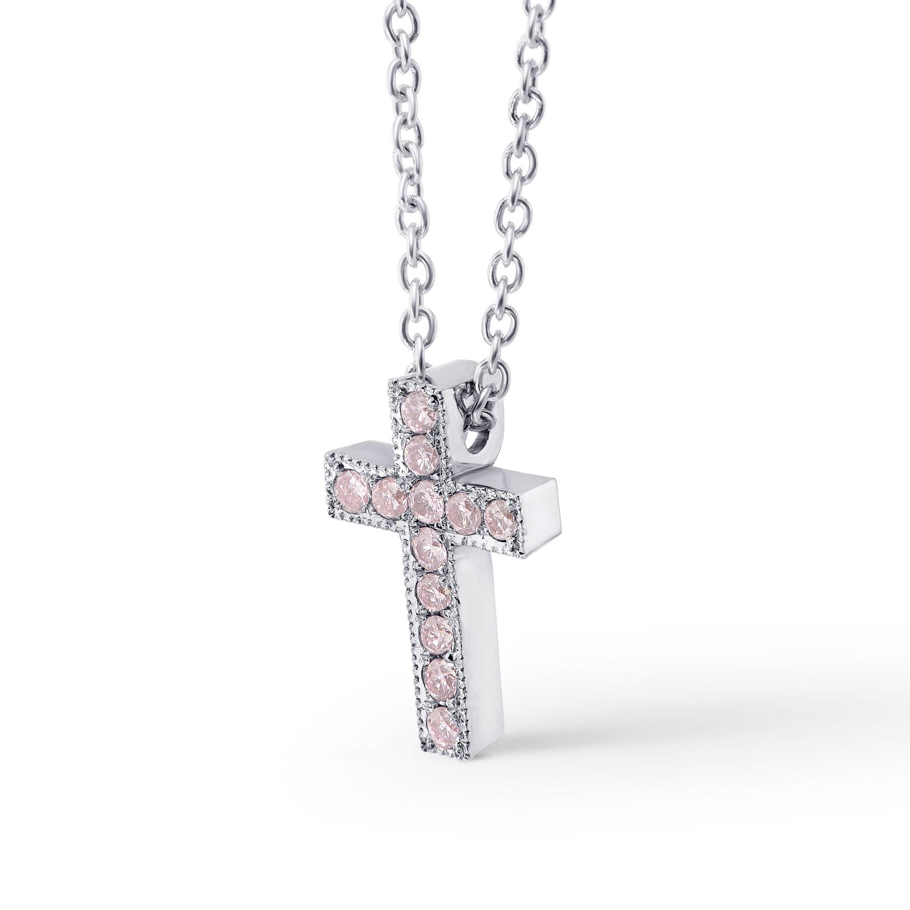Fancy Pink Diamond Cross Pendant