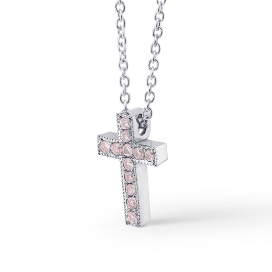 Fancy Pink Diamond Cross Pendant