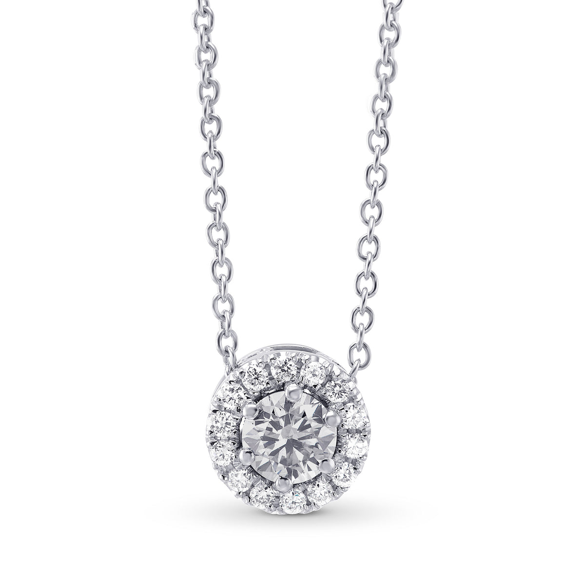 Fancy Light Gray Round Diamond Halo Pendant