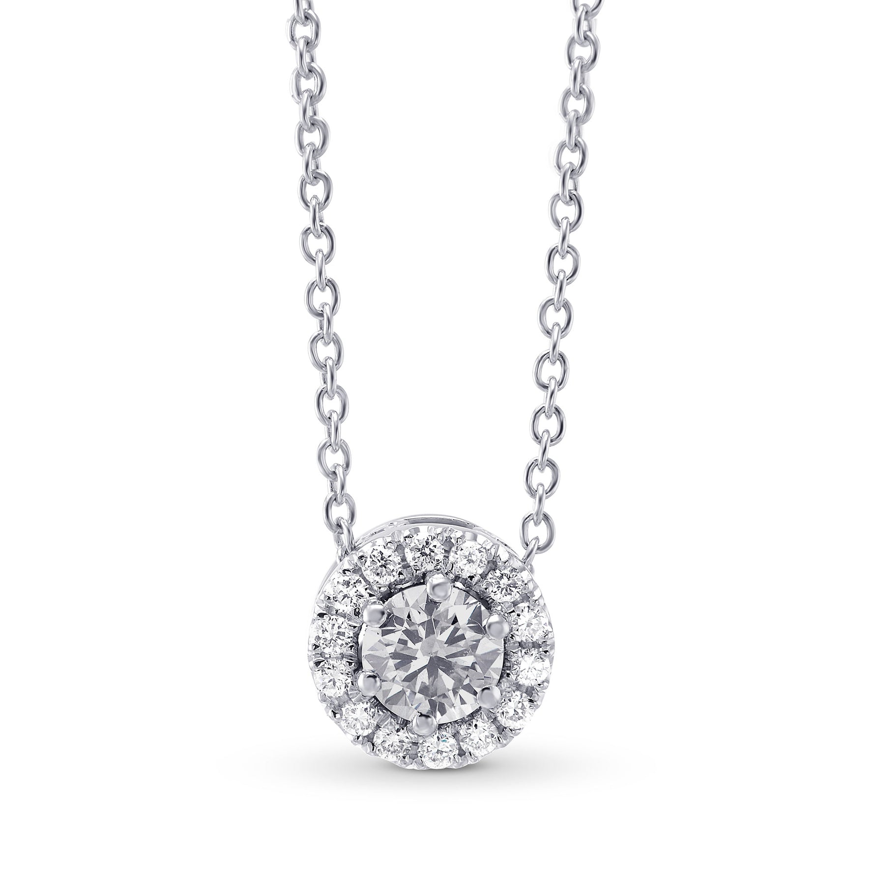 Fancy Light Gray Round Diamond Halo Pendant