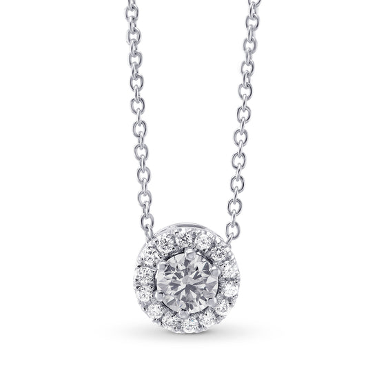 Fancy Light Gray Round Diamond Halo Pendant