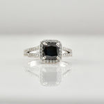Fancy Black Cushion Halo Diamond Ring 