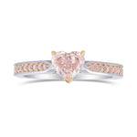Fancy Brownish Pink Heart Diamond Side Stone Ring