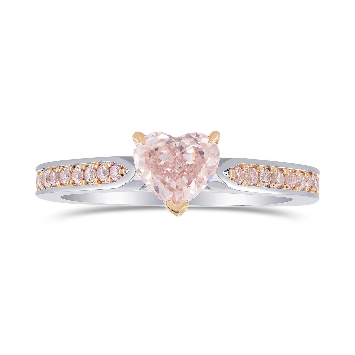 Fancy Brownish Pink Heart Diamond Side Stone Ring