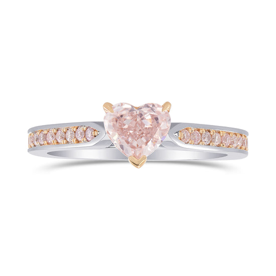 Fancy Brownish Pink Heart Diamond Side Stone Ring