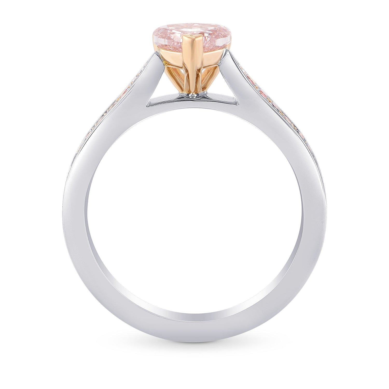 Fancy Brownish Pink Heart Diamond Side Stone Ring