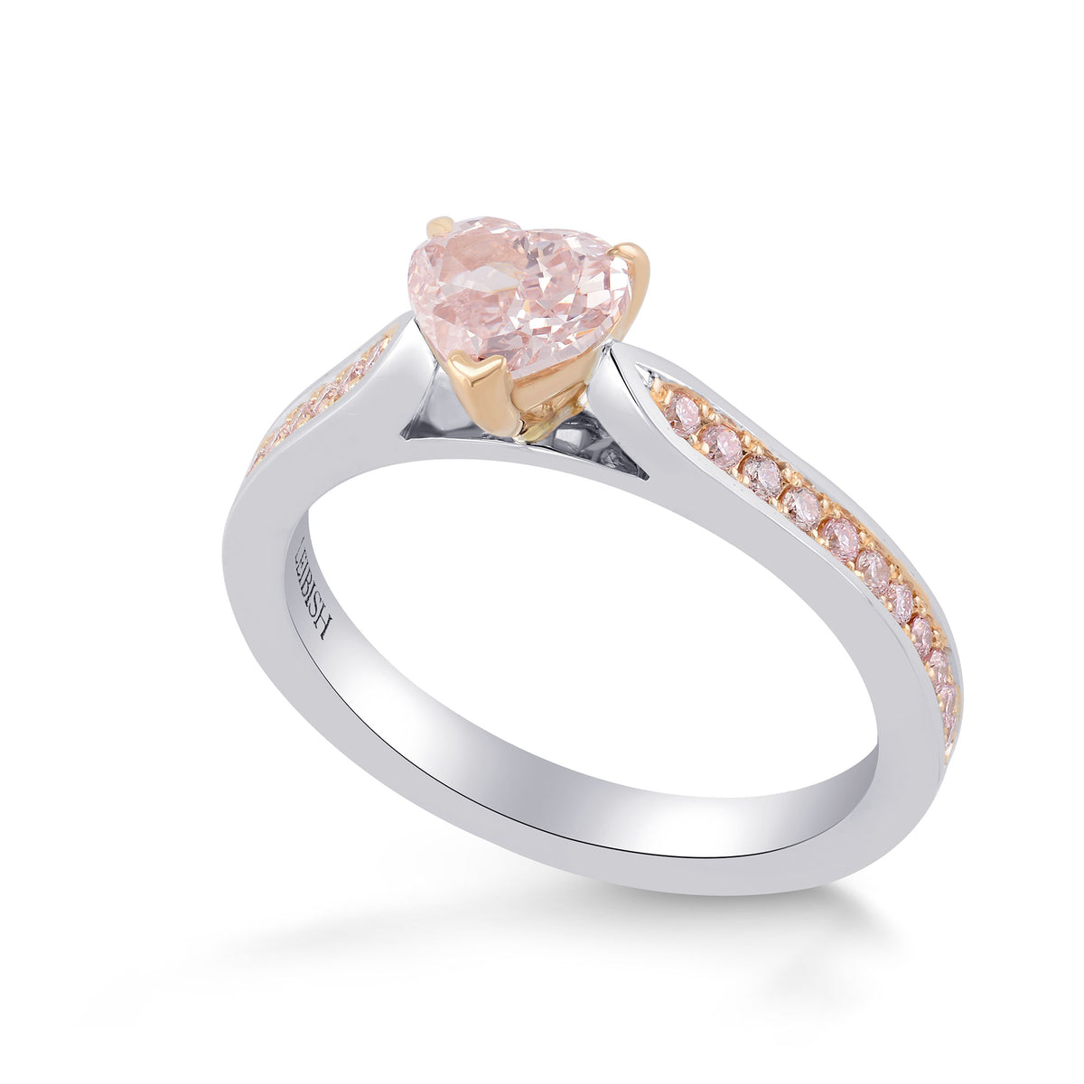 Fancy Brownish Pink Heart Diamond Side Stone Ring