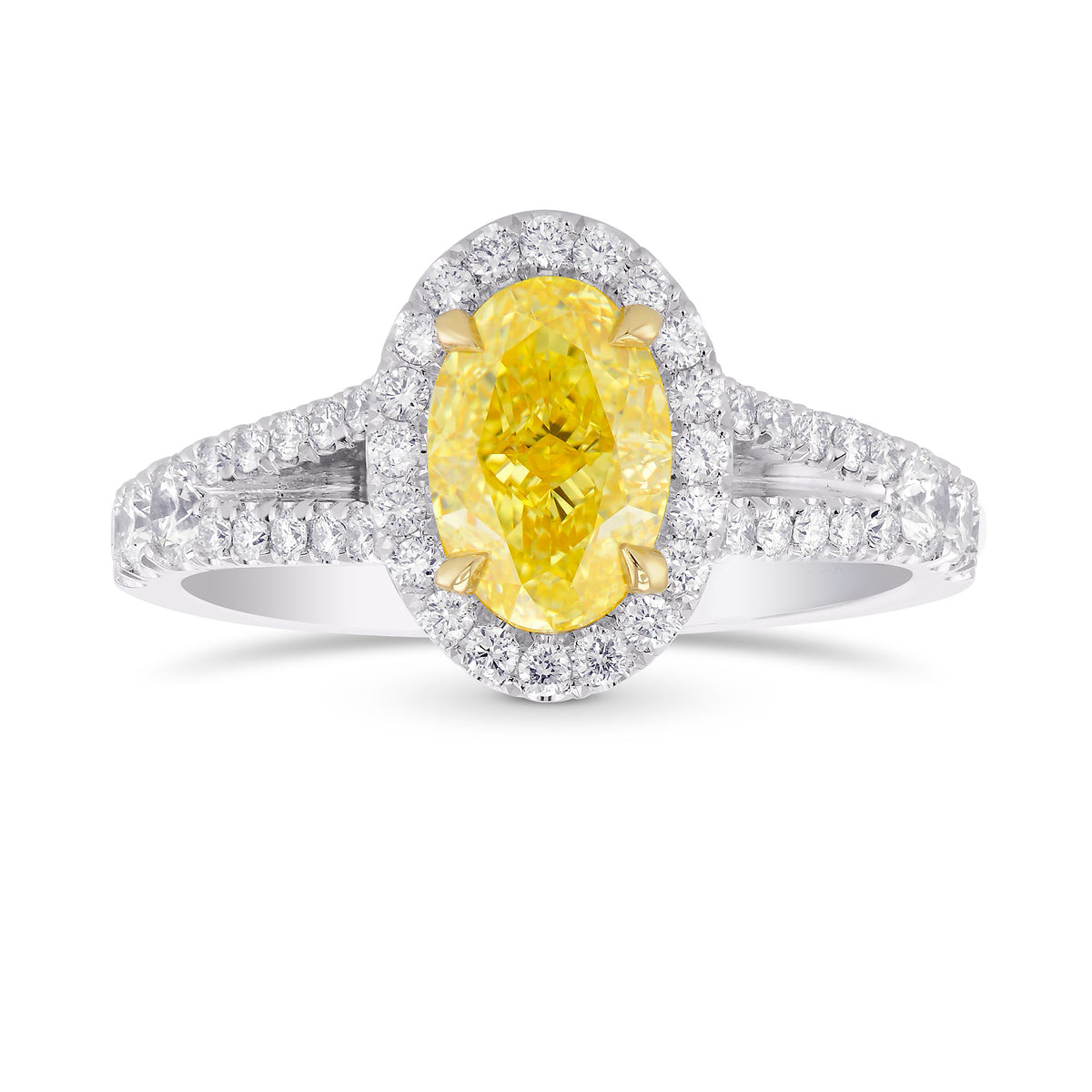 Fancy Intense Yellow Oval Halo Diamond Ring