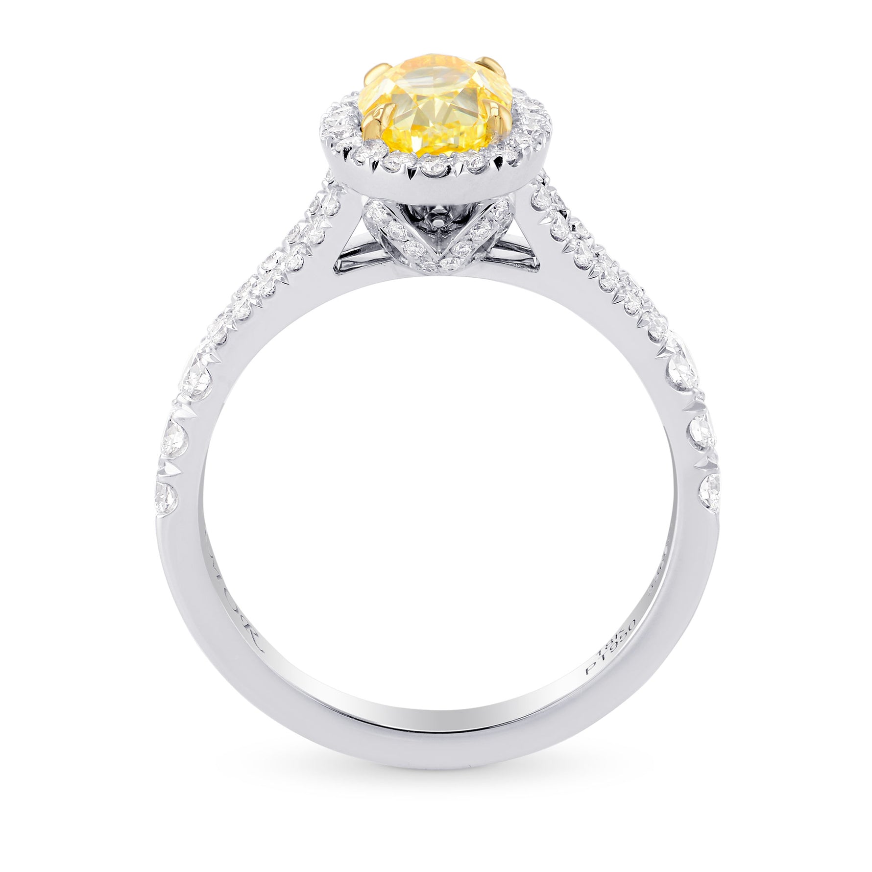 Fancy Intense Yellow Oval Halo Diamond Ring