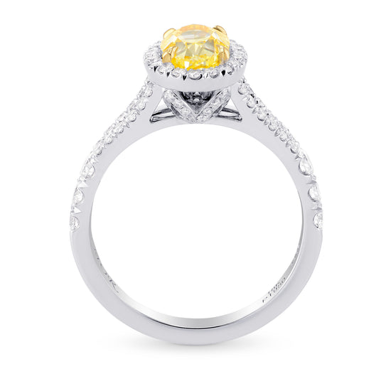 Fancy Intense Yellow Oval Halo Diamond Ring
