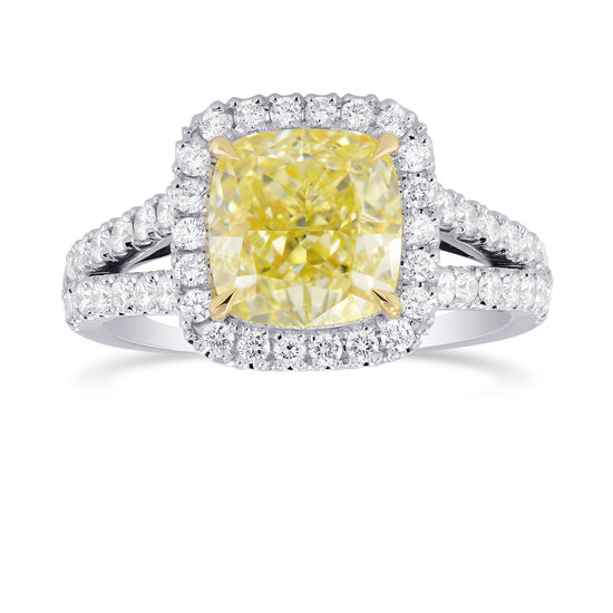 Fancy Light Yellow Cushion Diamond Halo Ring