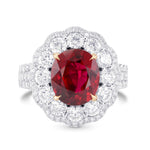 Pigeon Blood Red Oval Ruby & Diamond Extraordinary Ring