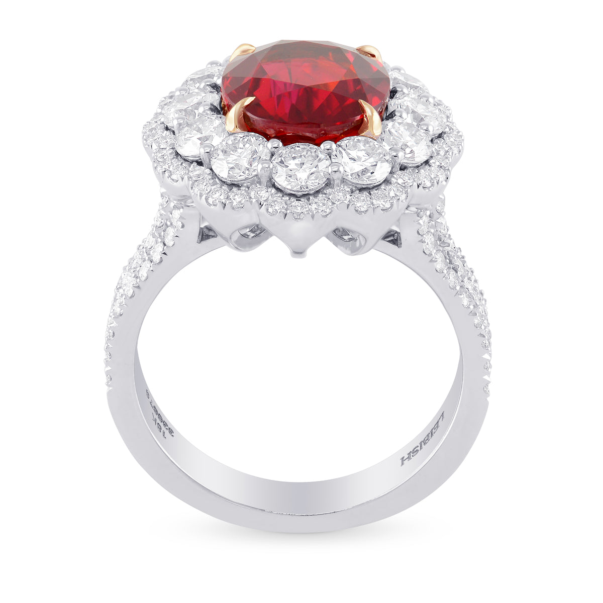 Pigeon Blood Red Oval Ruby & Diamond Extraordinary Ring