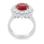 Pigeon Blood Red Oval Ruby & Diamond Extraordinary Ring