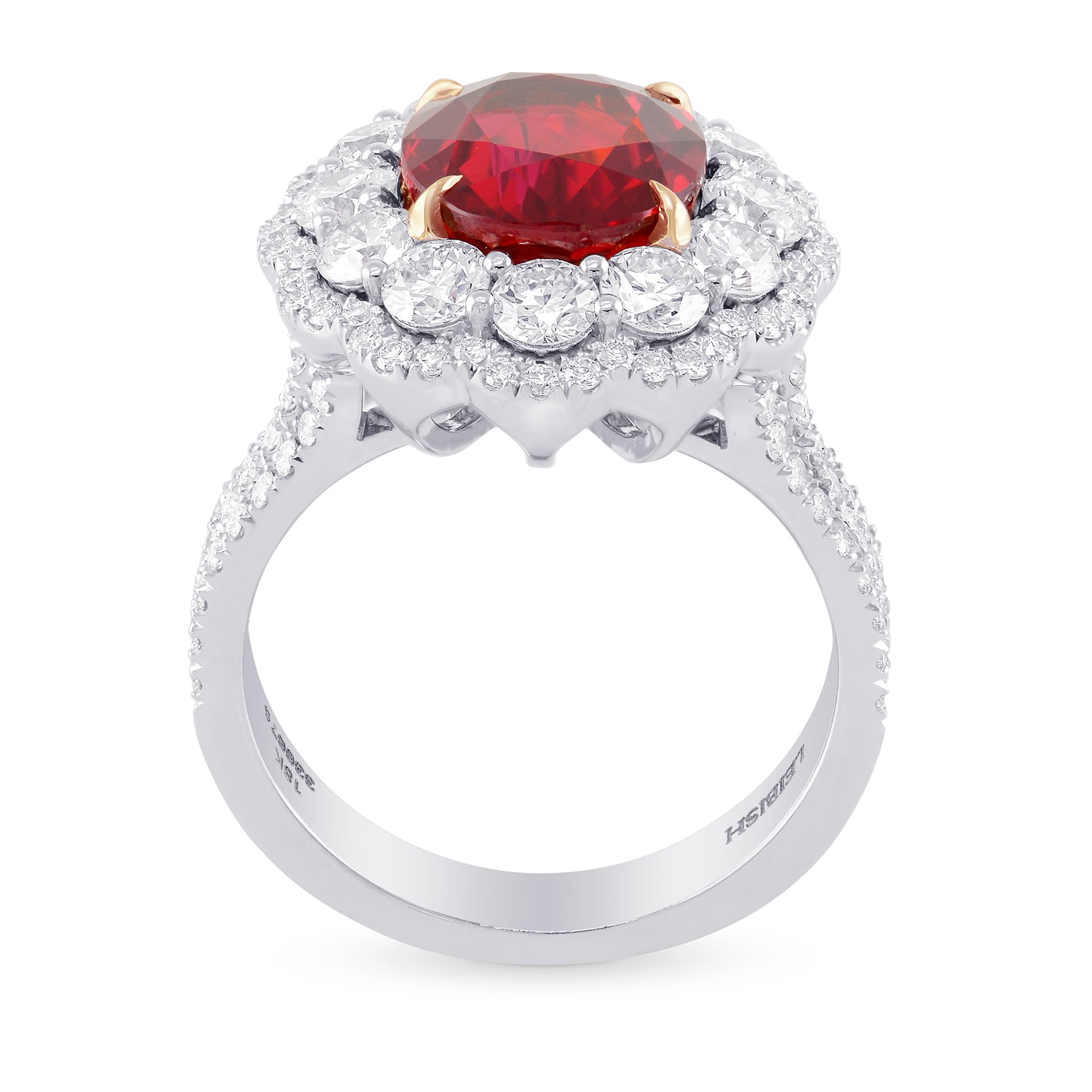 Pigeon Blood Red Oval Ruby & Diamond Extraordinary Ring