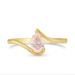 Very Light Pink Pear Diamond Solitaire Ring 