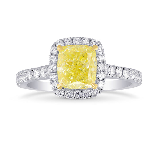 Fancy Yellow Cushion Diamond Halo Ring