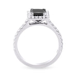 Natural Fancy Black Princess Diamond Halo Ring