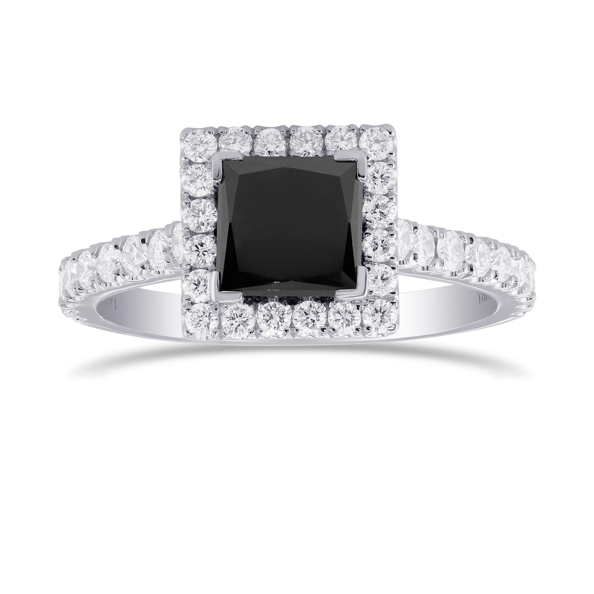 Natural Fancy Black Princess Diamond Halo Ring