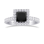 Natural Fancy Black Princess Diamond Halo Ring