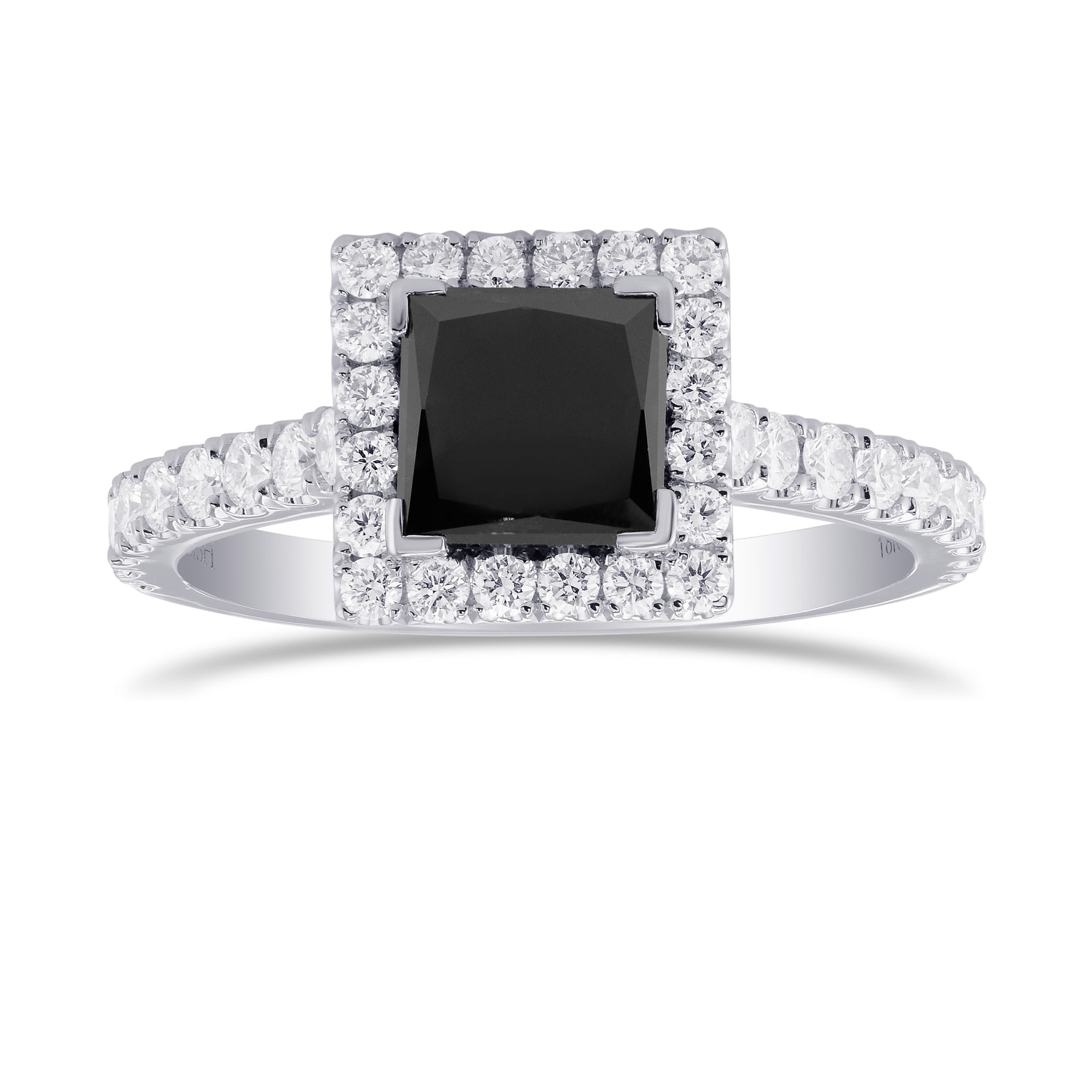 Natural Fancy Black Princess Diamond Halo Ring