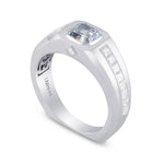 Fancy Greenish Blue Cushion Diamond Gents Ring