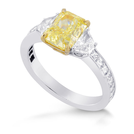 Fancy Yellow Radiant , Trapezoid & Princess Diamond Ring