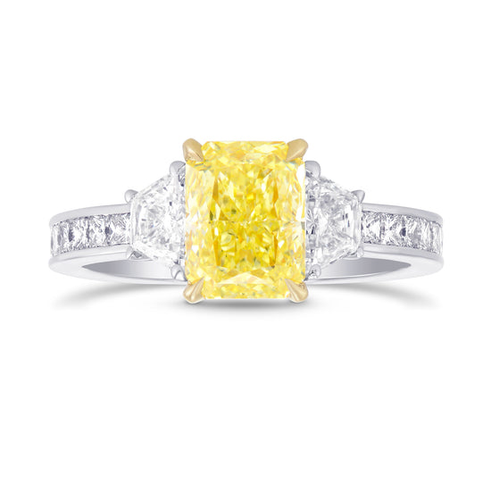 Fancy Yellow Radiant , Trapezoid & Princess Diamond Ring