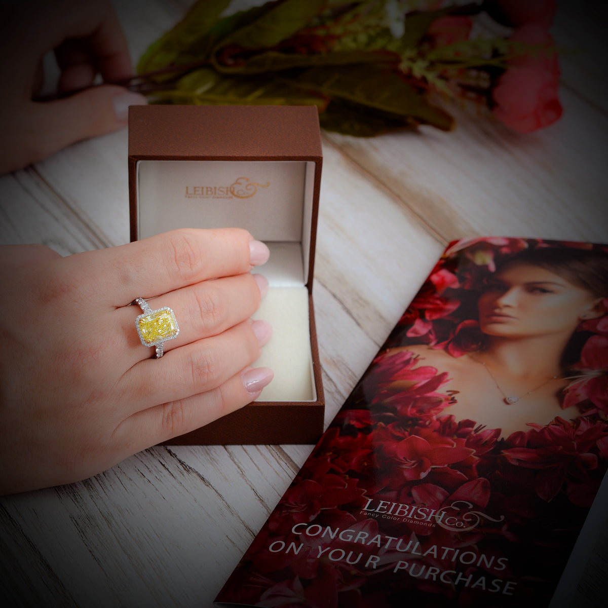 Fancy Light Yellow Radiant Diamond Halo Ring