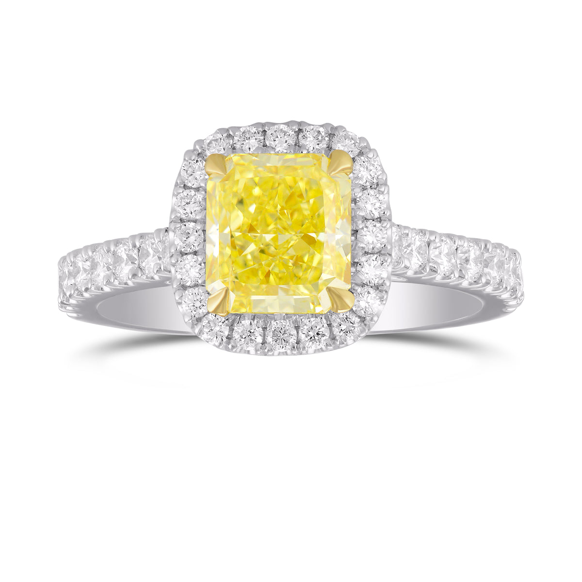Fancy Yellow Radiant Diamond Halo Ring