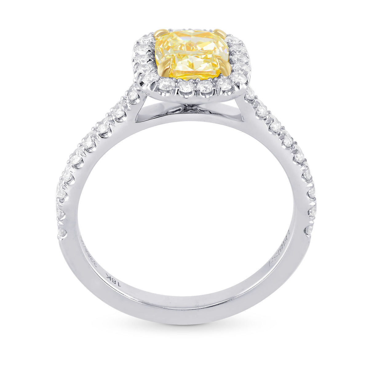  Fancy Yellow Cushion Diamond Halo Ring