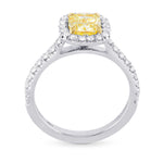  Fancy Yellow Cushion Diamond Halo Ring