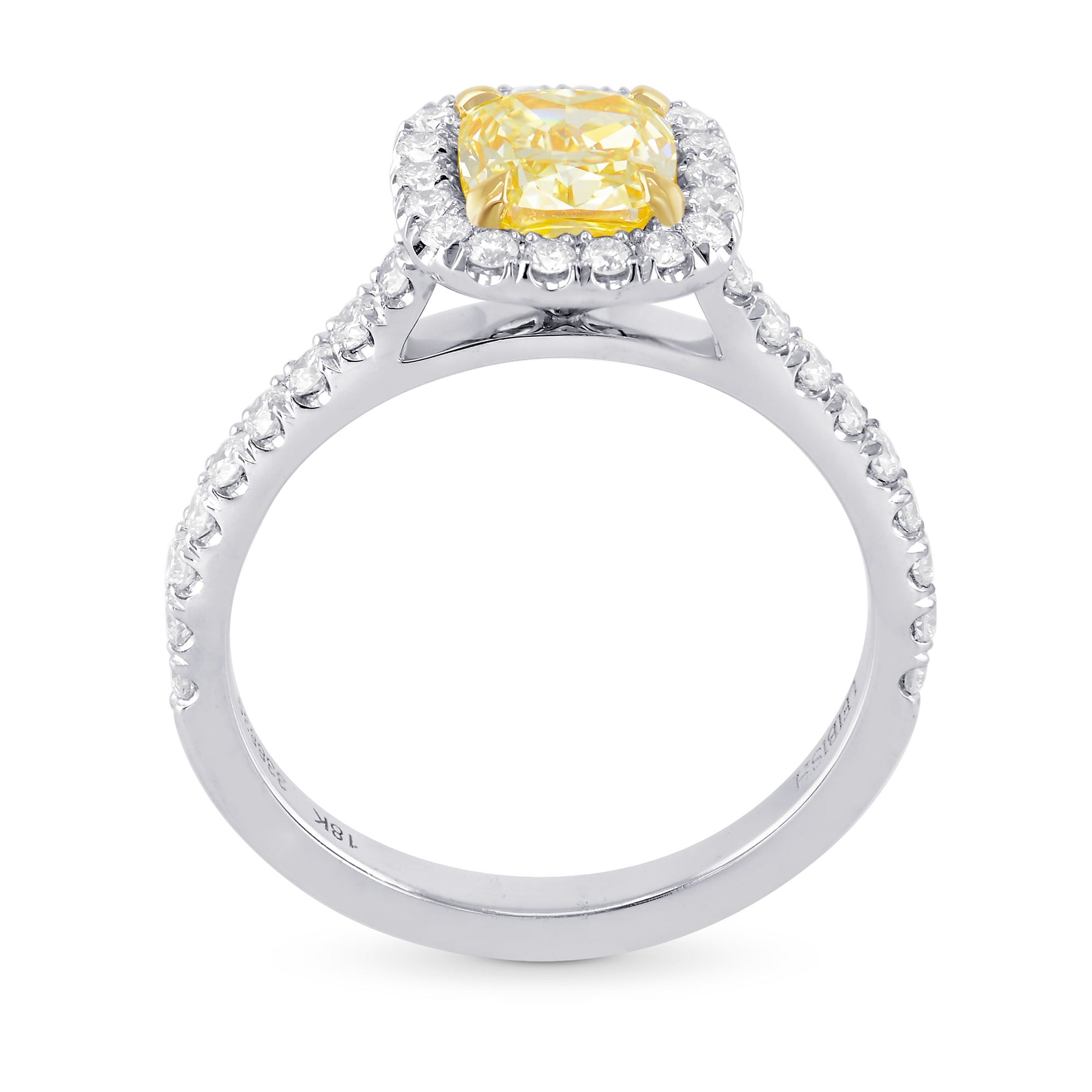  Fancy Yellow Cushion Diamond Halo Ring