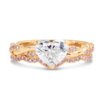 Rose Gold Woven Heart & Pink Diamond Engagement Wedding Ring Setting