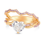 Rose Gold Woven Heart & Pink Diamond Engagement Wedding Ring Setting - 4