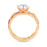 Rose Gold Woven Heart & Pink Diamond Engagement Wedding Ring Setting - 2