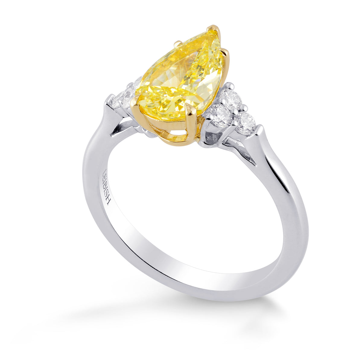 Fancy Yellow Pear Side Stone Diamond ring 