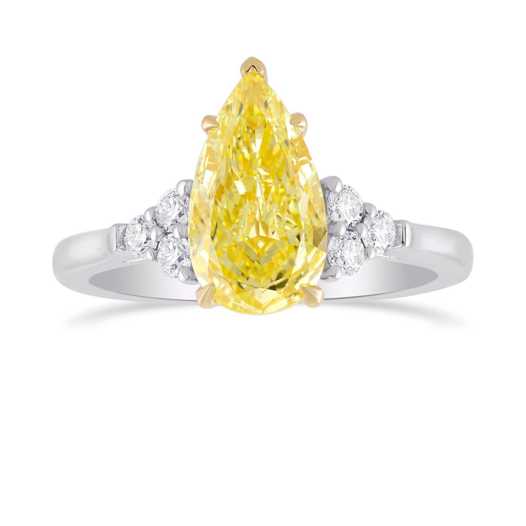 Fancy Yellow Pear Side Stone Diamond ring 