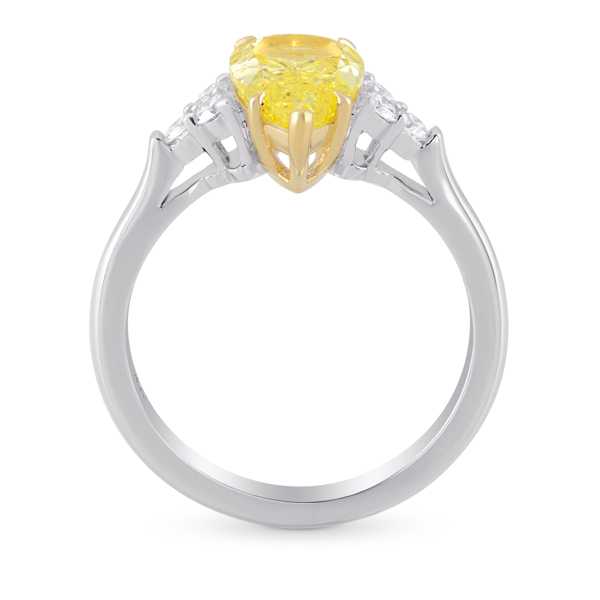 Fancy Yellow Pear Side Stone Diamond ring 