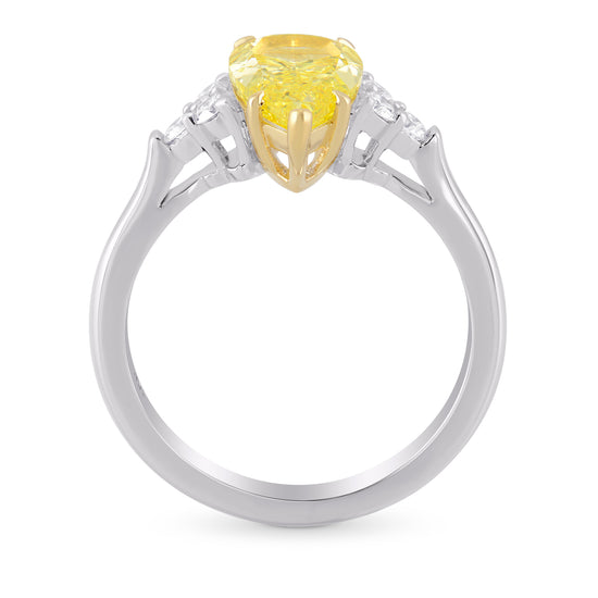 Fancy Yellow Pear Side Stone Diamond ring 